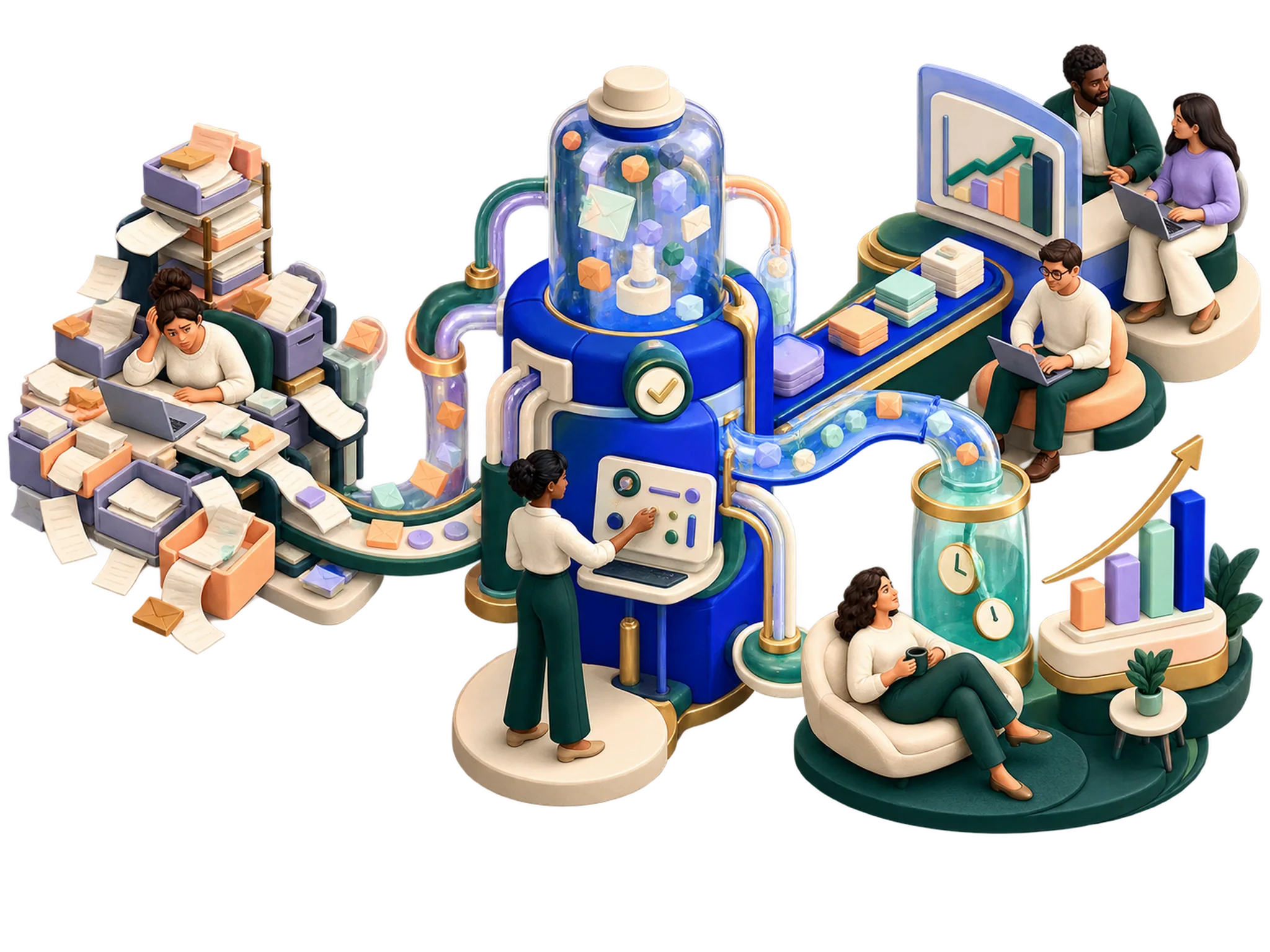Clay illustration for AI Automation for Business: Real ROI Examples and How to Get Started