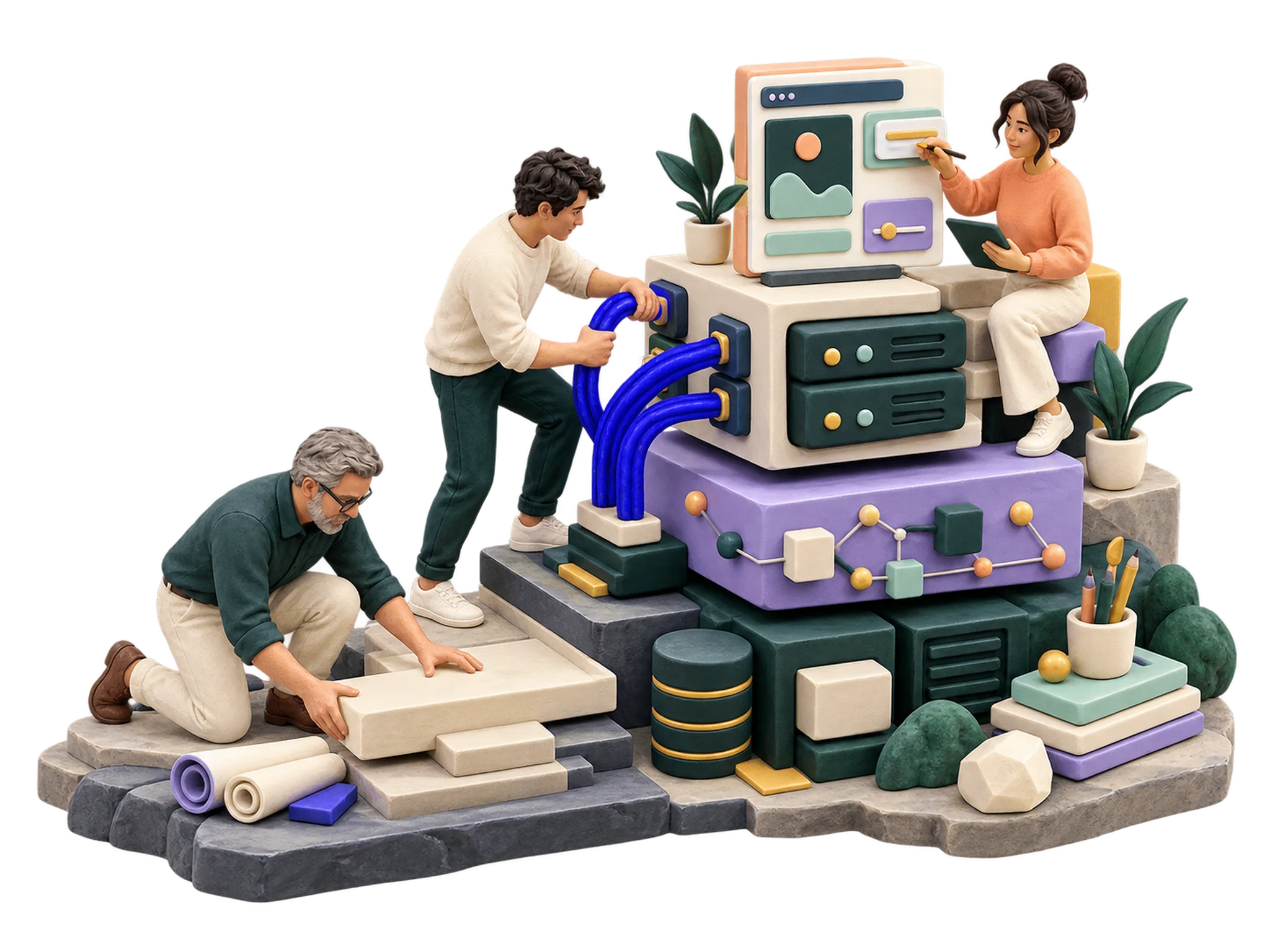 An Envazia engineering team assembling a custom software platform