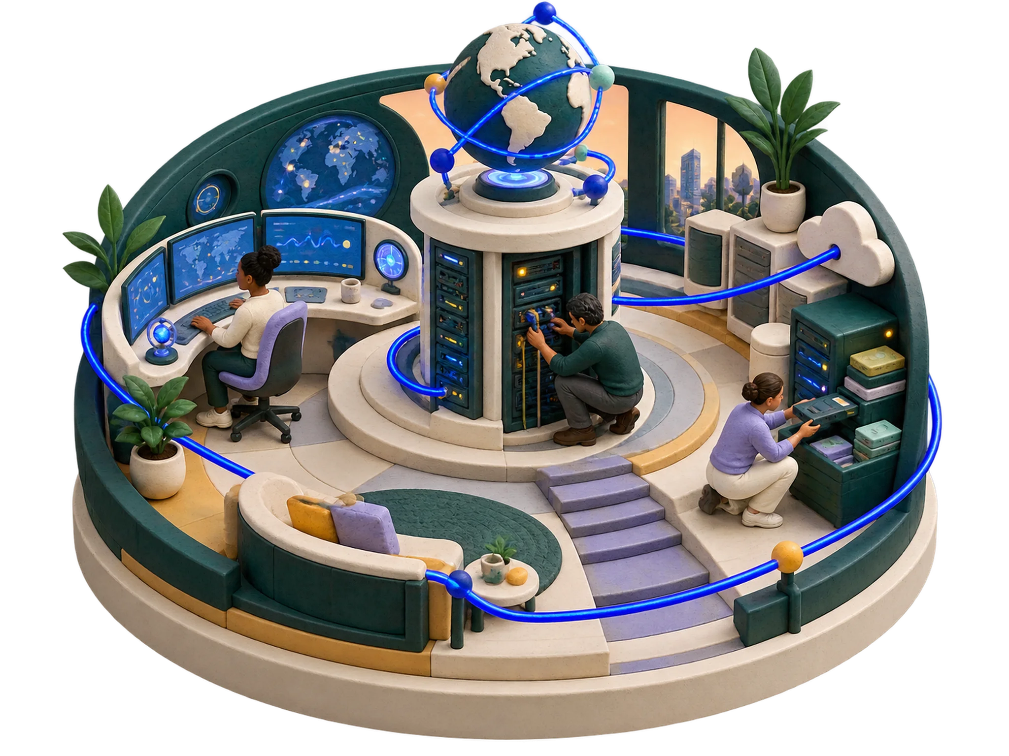 An Envazia operations team monitoring and maintaining a business technology platform